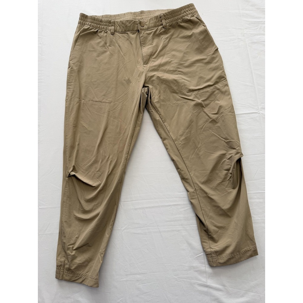 Adidas Jogger Pants Mens 34x30 Beige Elastic Waist Lightweight Woven Athletic